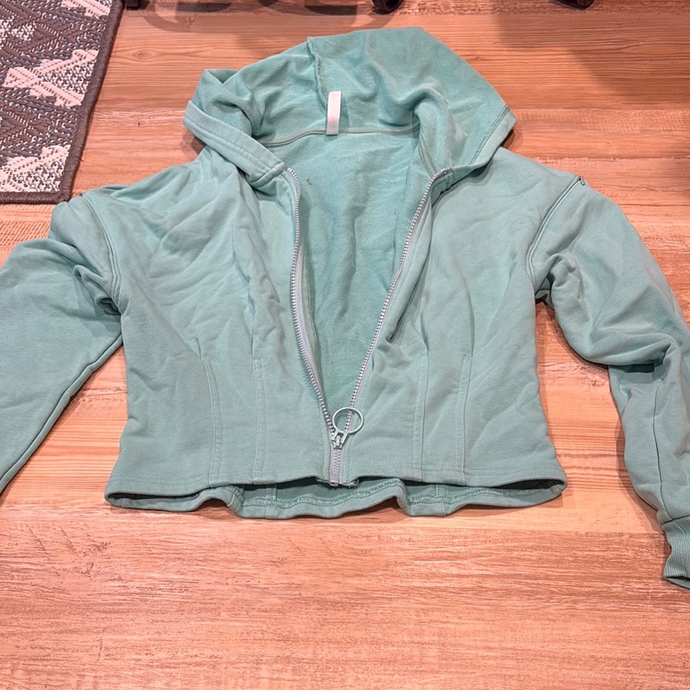 Fabletics Green Bomber Jacket with Zipper Front
